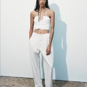 Zara White Halter Crop Top